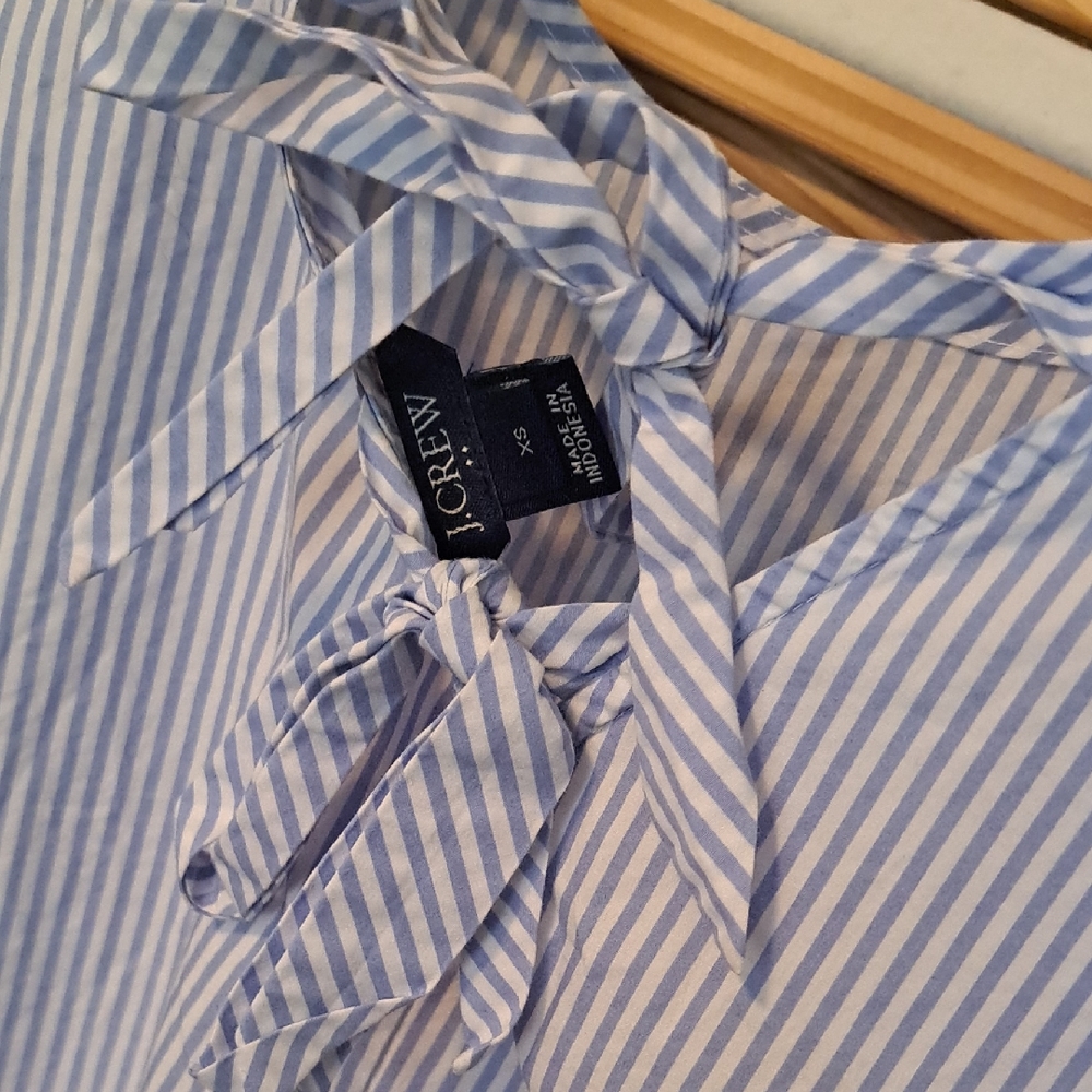 J.Crew Striped Blouse with Bow Accents